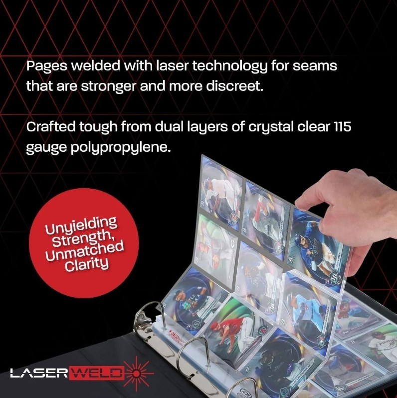 (50 Count) BCW LaserWeld® Single Sided 9-Pocket Page - Top Loading