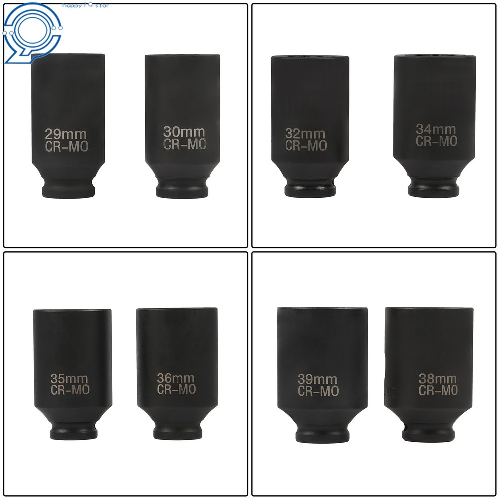 8PCS 1/2" Impact Socket Set 12Point 1" to 1-1/2"Drive Deep Spindle Axle Nut