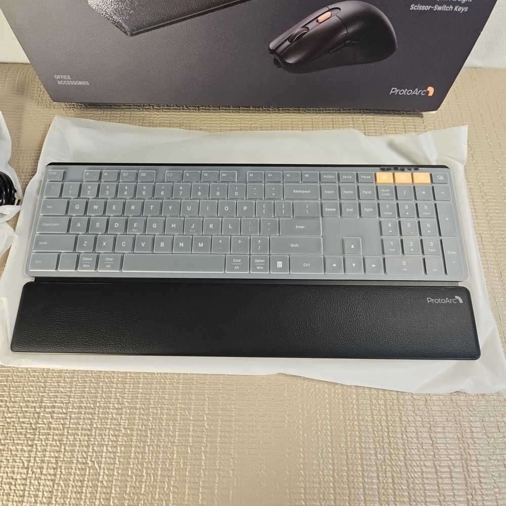 ProtoArc Wireless Keyboard and Mouse, KM60 Full-Size Bluetooth Keyboard Mouse