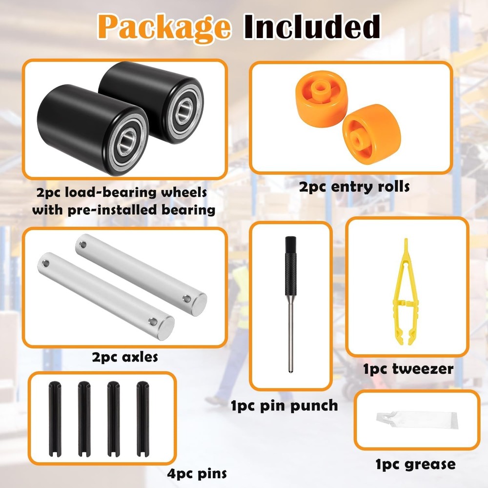Pallet Jack for CRWON PTH50 Pallet Jack Wheel Replacement Kit Set Complete
