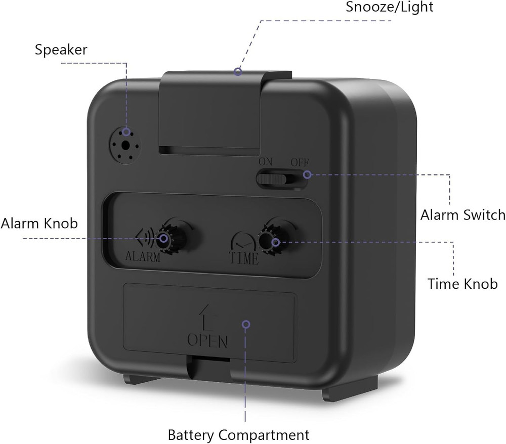 Analog Alarm Clocks, Non Ticking Table Clock with Luminous Hand & Large Display,