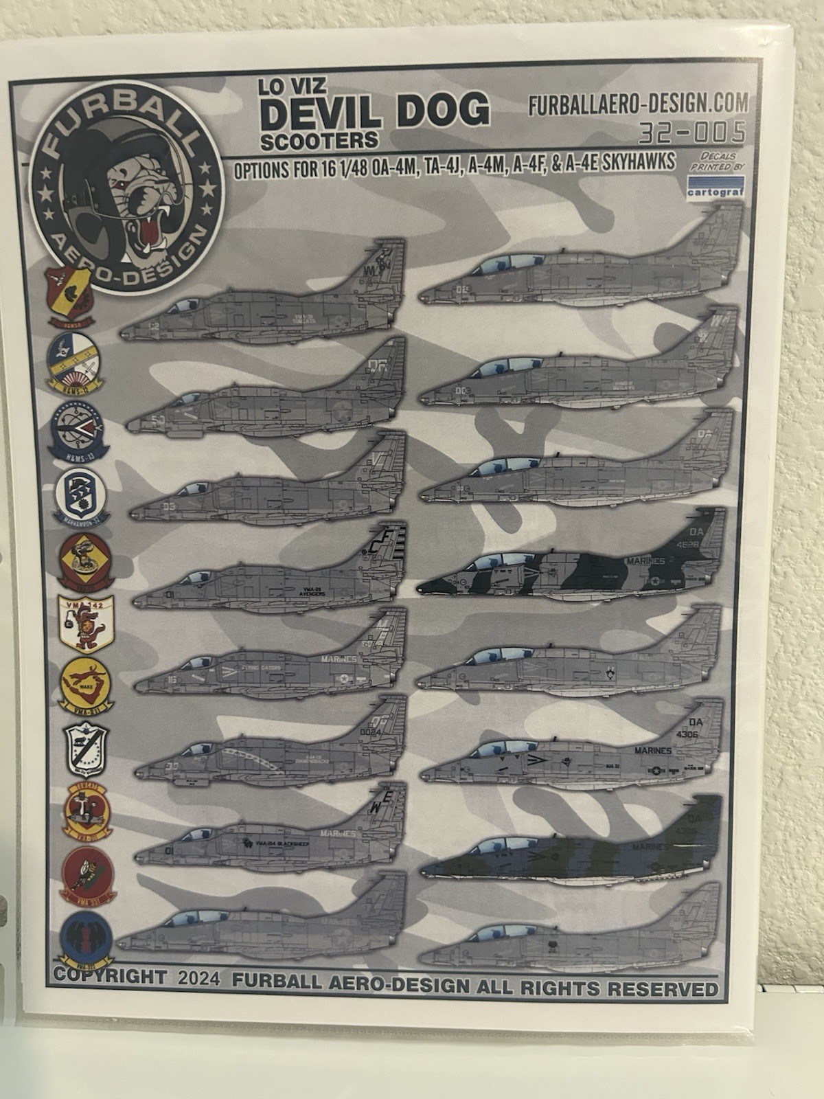 1/32 Furball Decals #32005 Lo-Viz Devil Dog Scooters A-4M & QA-4M