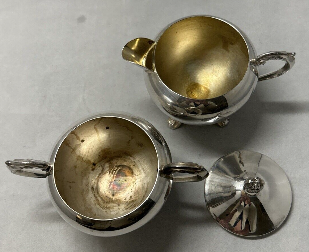 F.B. Rogers Silver Co. Silverplate Footed Lidded Sugar Bowl Creamer