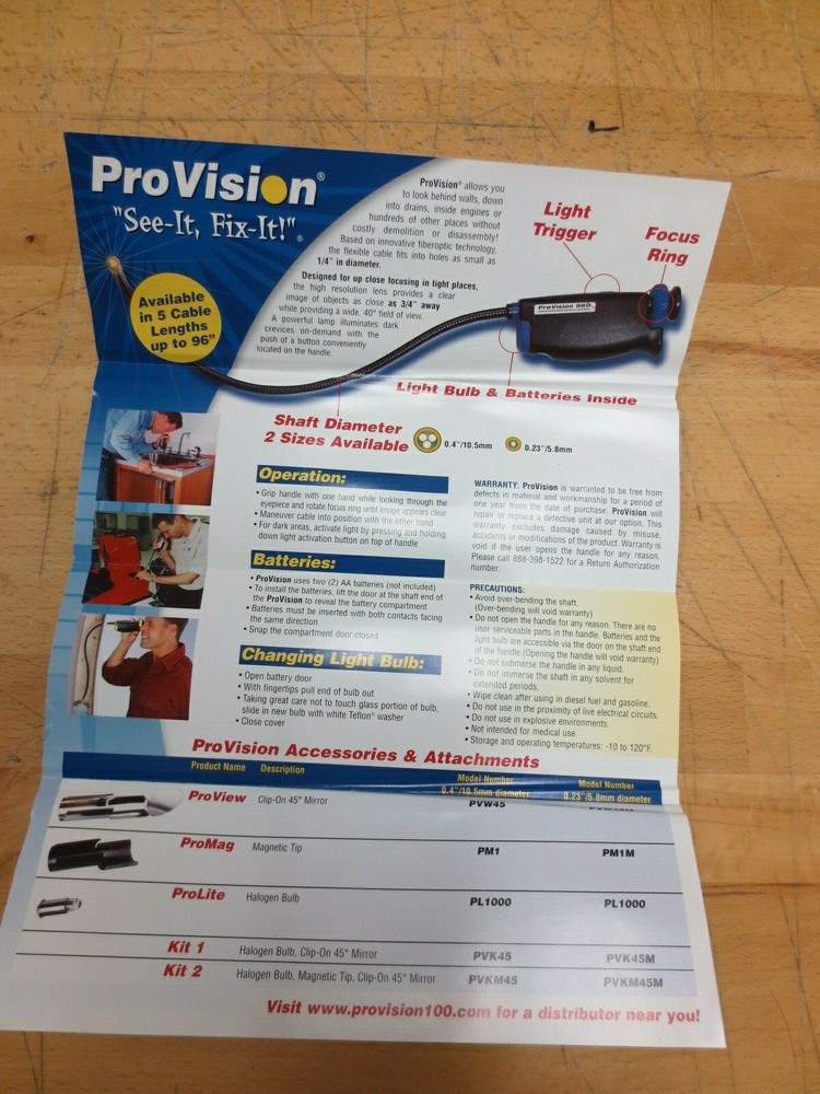 ProVision 618 Borescope 18" Long, 5.95mm Diameter Flexible Shaft (MAC Tools)