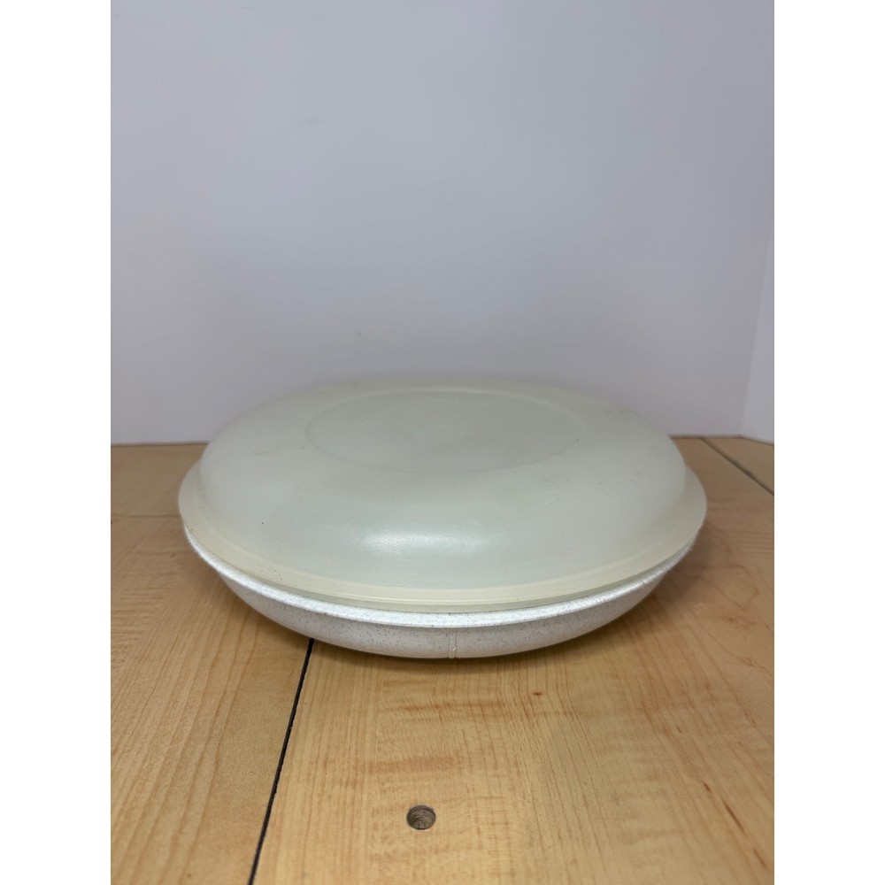 Tupperware Divided Serving Platter with Lid Speckled White Vintage Kitchenware