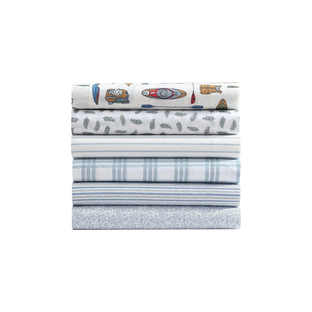 Eddie Bauer - King Sheets, Cotton Percale King, Essential Stripe White