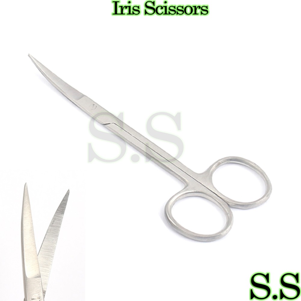 HIGH QUALITY STAINLESS STEEL IRIS MICRO SCISSORS CURVED TIP 4.5"
