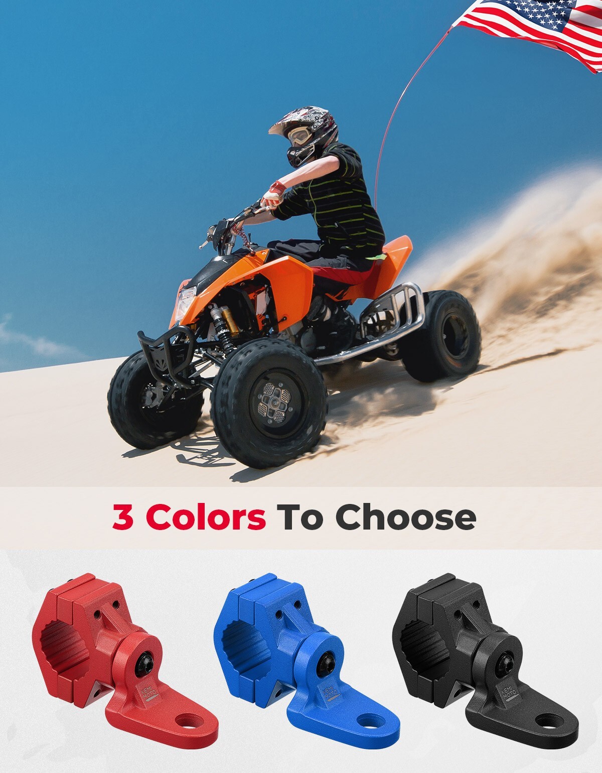 7/8-9/8" ATV Flag Whip Light Mount Bracket for Yamaha Raptor 700 700R 350/660