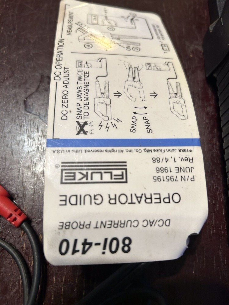 FLUKE Clamp On AC/DC Current Probe Model 801-410