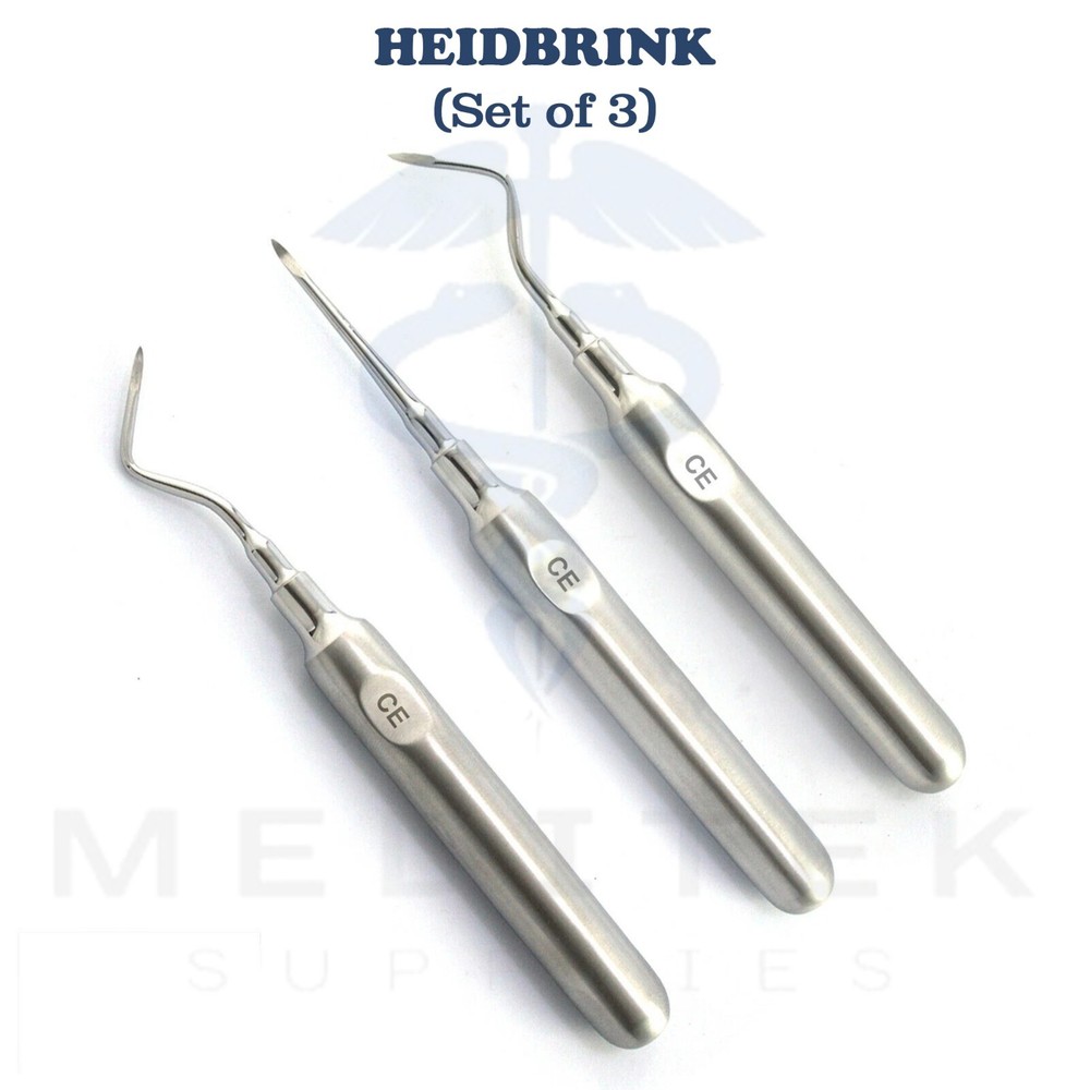 3 Pcs Dental Root Elevators HEIDBRINK Oral Surgery Luxating Root Picker Elevator
