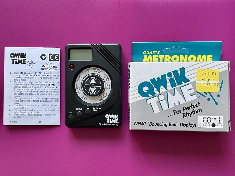 Qwik Time Quartz Metronome Complete in Box Tested & Working