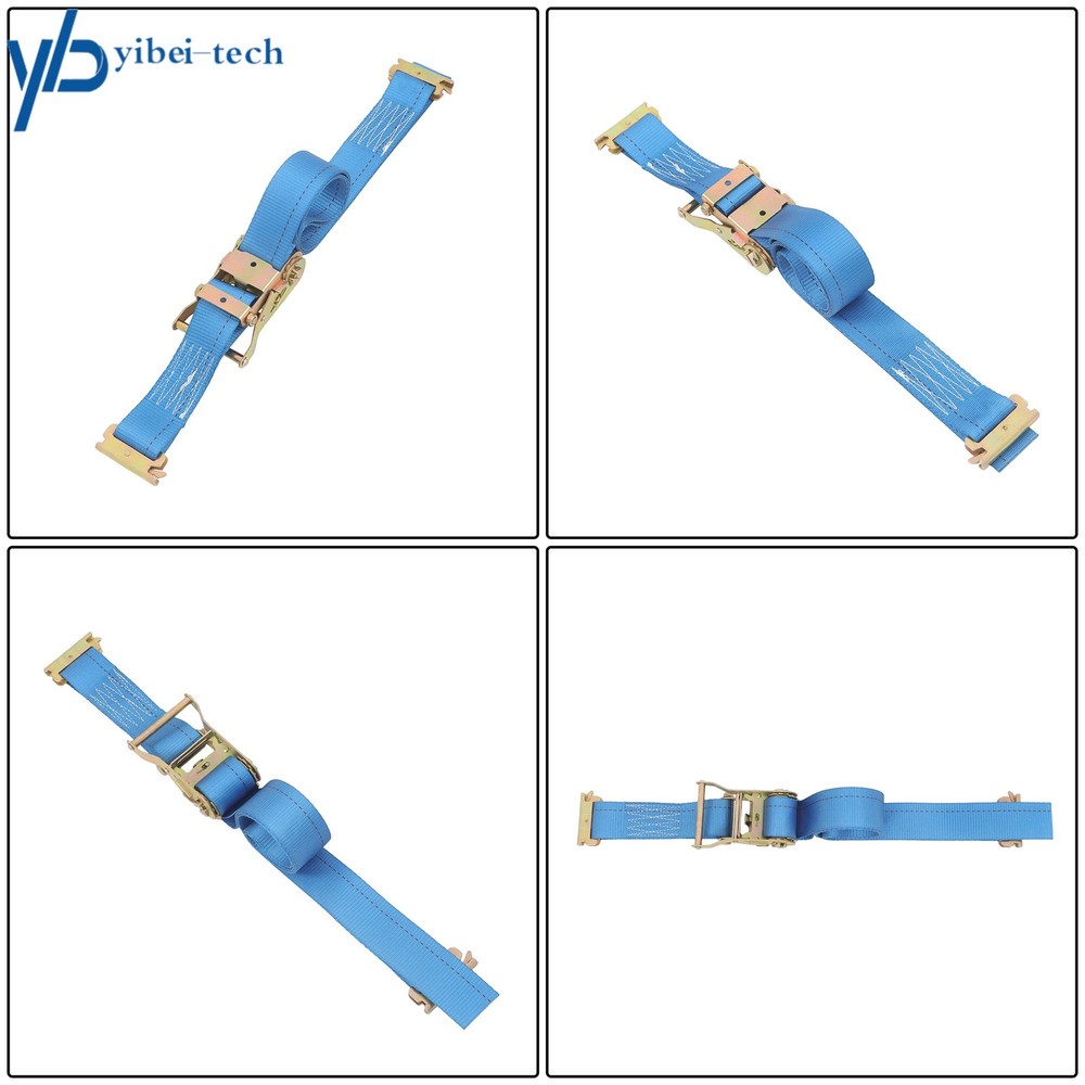 1 Pack E Track System 7.5' Blue Ratchet Straps Wheel Chock Tie-Down Strap Kit