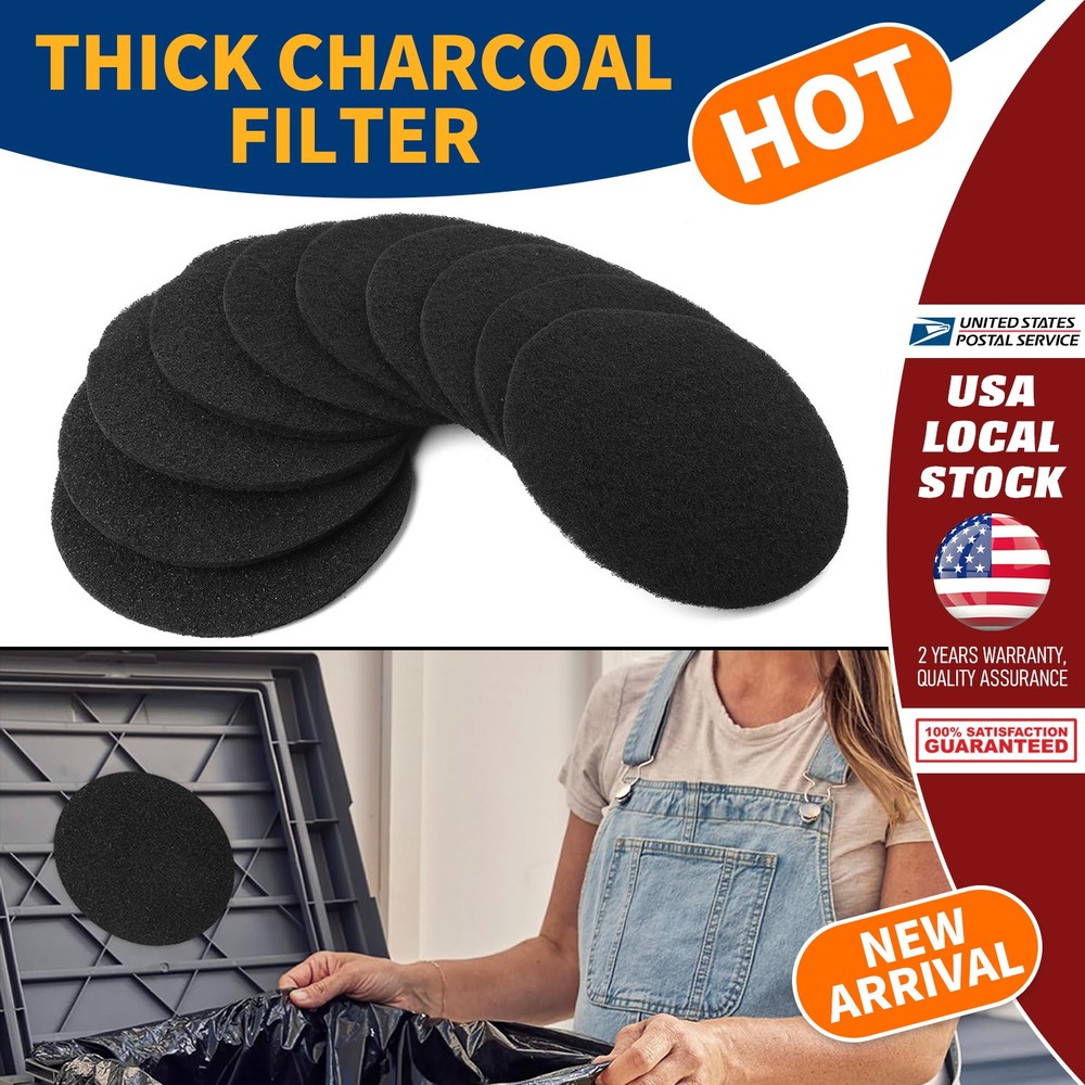 Charcoal Filter Replacements Kitchen Compost Bin Round 6.7inch 1cm Thick 10 Pcs