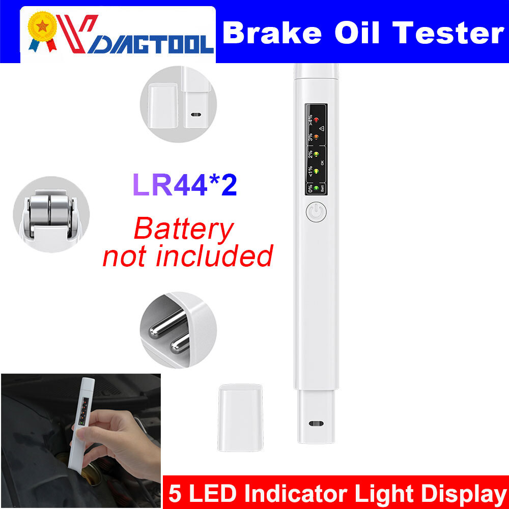 Auto Liquid testing Brake Fluid Tester pen 5 LED indicator display for DOT3/DOT4