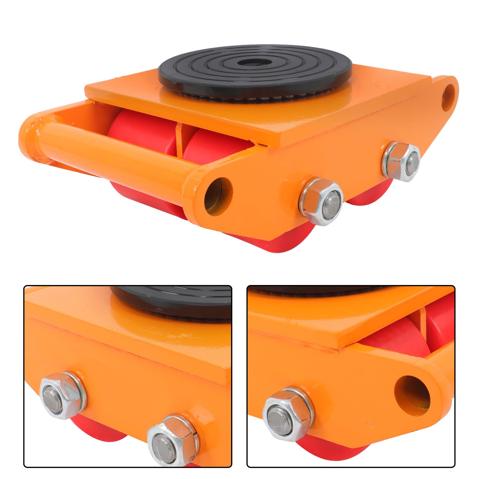 4 Pcs Machinery Skates Dolly With Handle 360° Rotation 6T/13200Lbs Heavy Duty