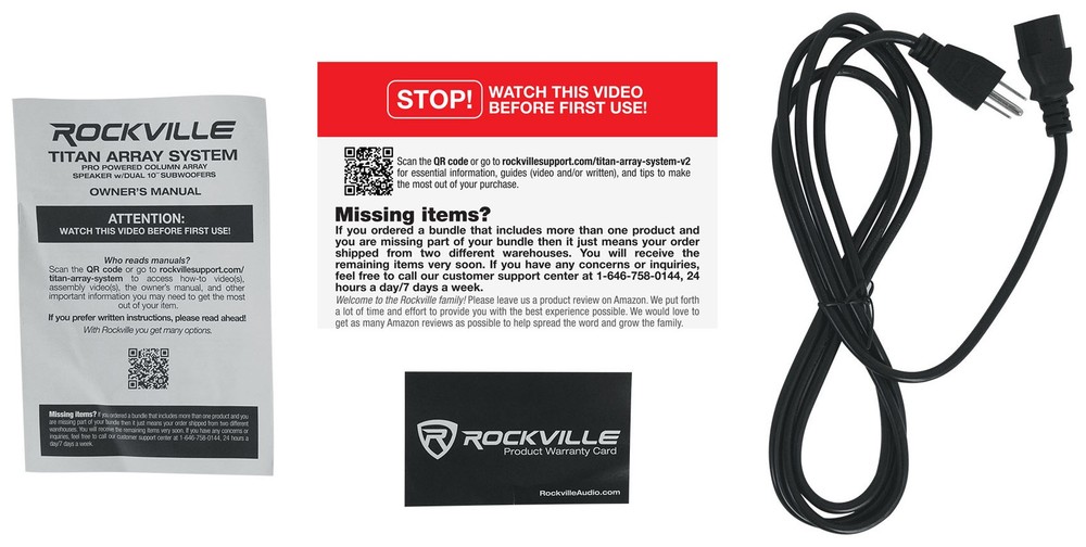 Rockville TITAN ARRAY SYSTEM V2 Pro Powered Column Array Speaker Dual 10" Subs