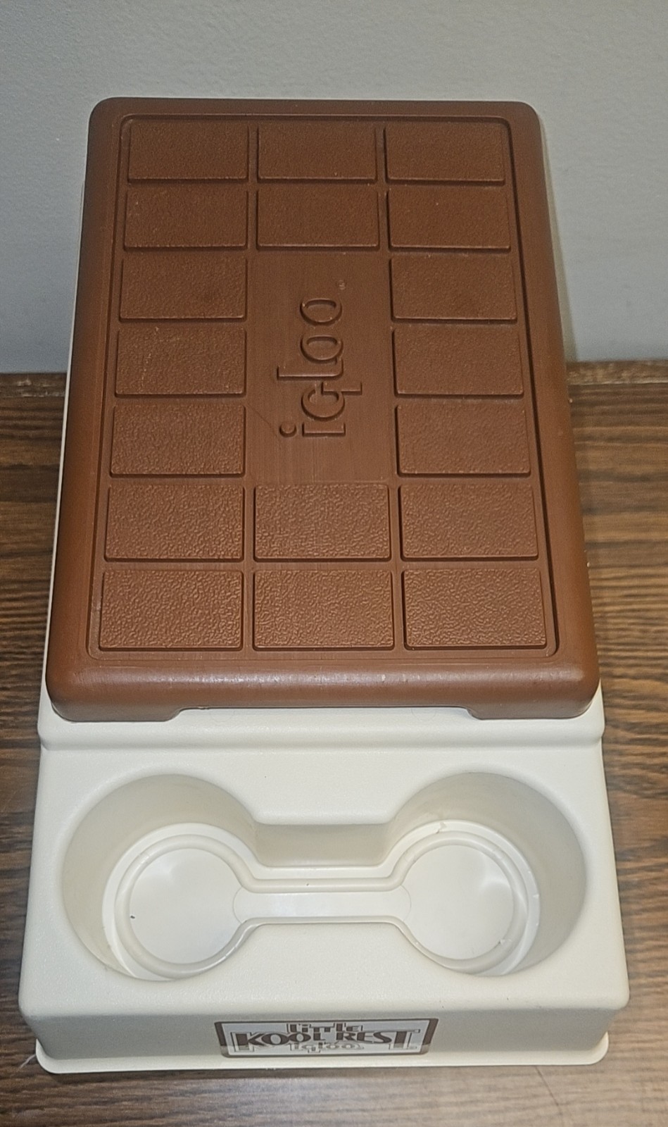 Vtg Little Kool Rest IGLOO Car ConsoleBrown Tan Can, Ice Chest, Great Condition