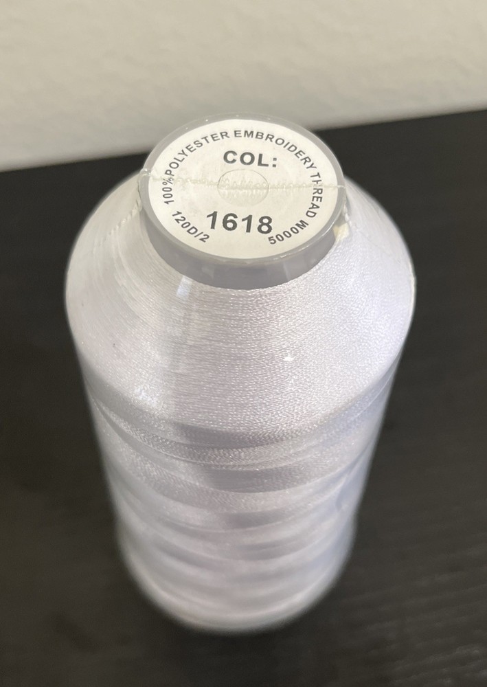 Embroidery Thread Polyester White 5000m Single Huge Spool New
