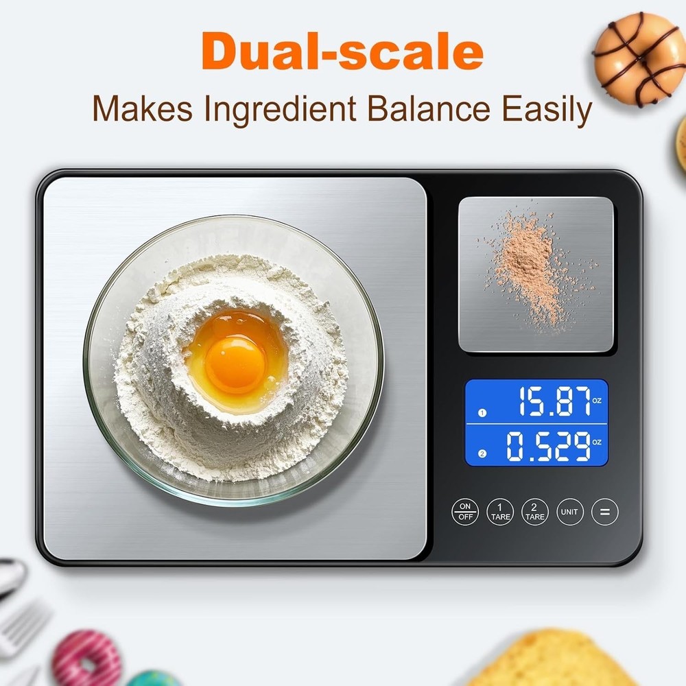 Versatile 7-Unit Kitchen Scale - Tare Function, LCD Display, 33lbs Capacity