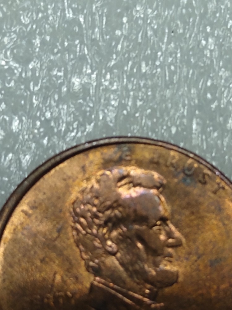 2000 Penny struck through massive grease, date, Cracked Die Error etc.