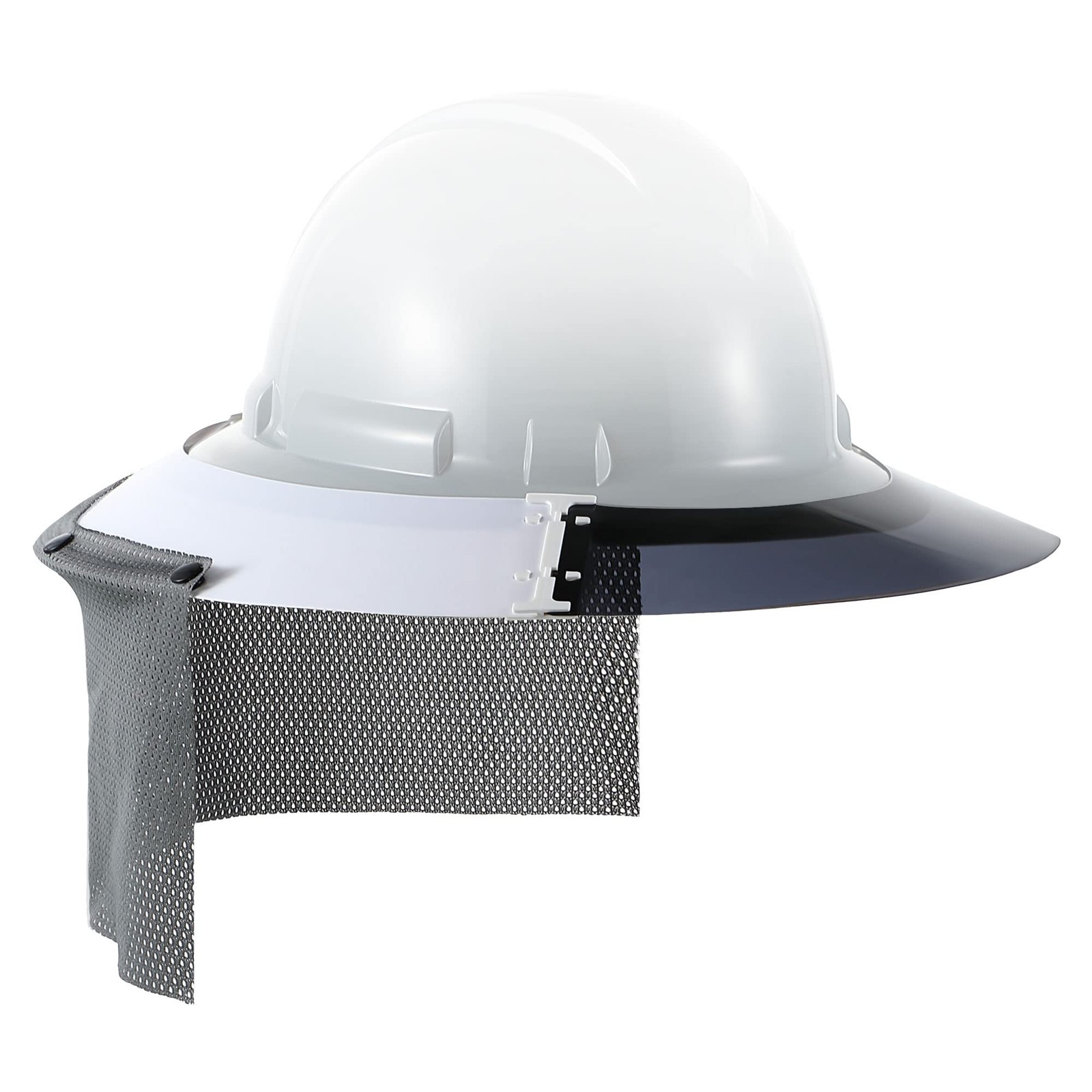 Feekoon Reusable Hard Hat Visor, with Neck Protector Medium, white, black