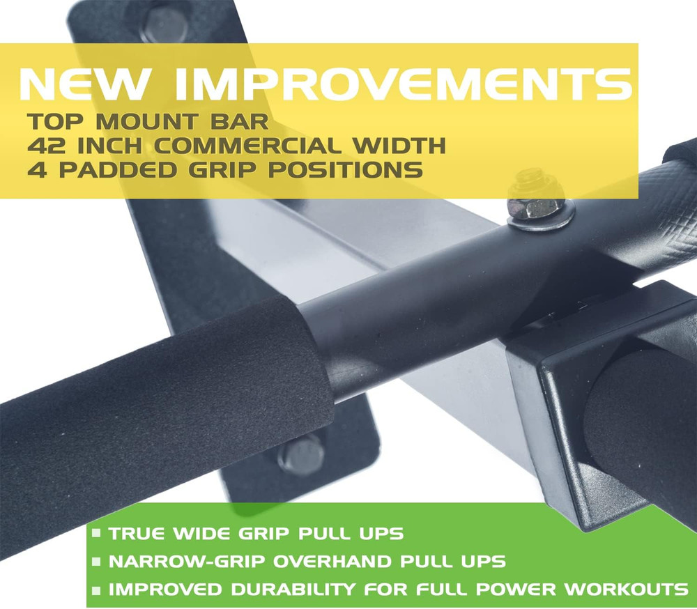 Wall Mount Pull up Bar with Extra Clearance, Fits 16" Studs by