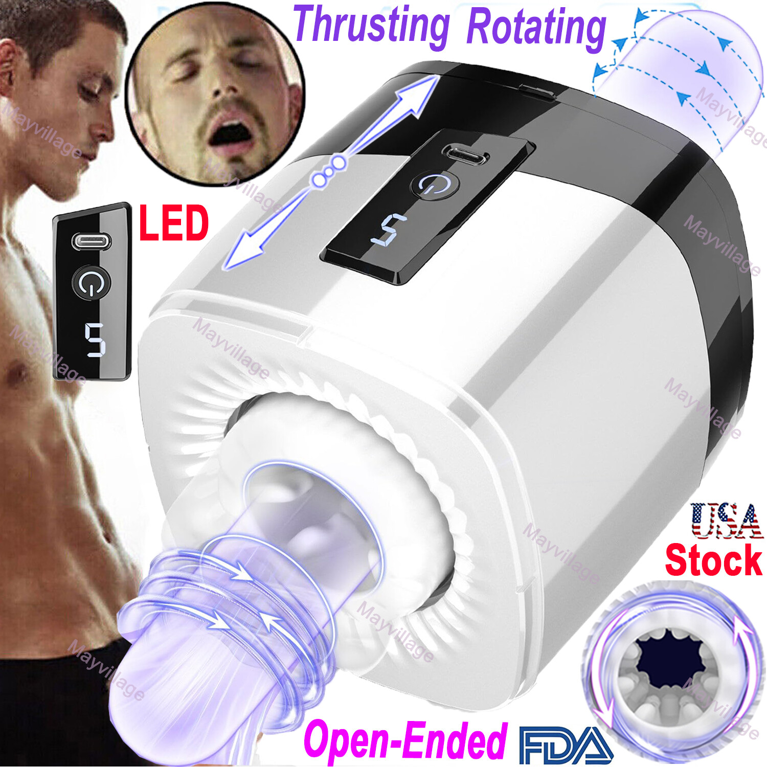 Male Masturbaters Automatic Handsfree Rotating Thrusting Cup Stroker Men Sex Toy