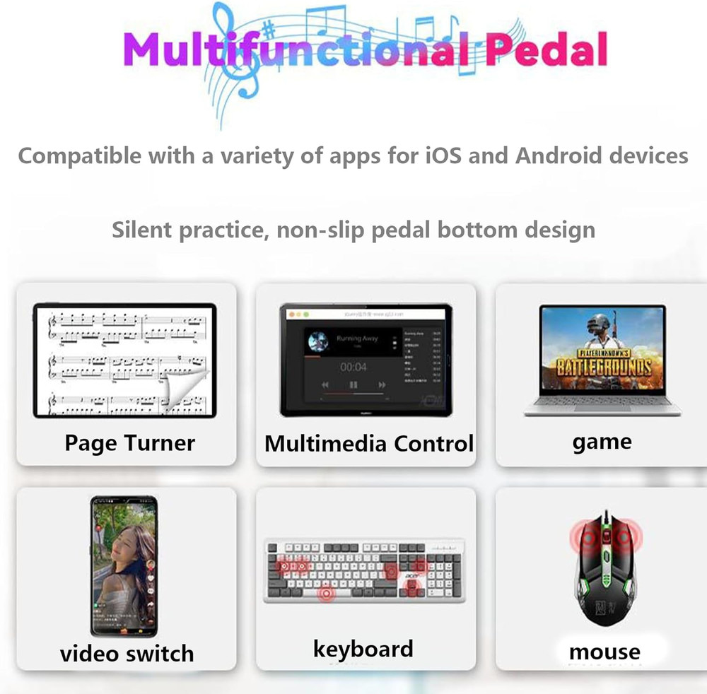 Wireless Page Turner Bluetooth Music Silent Pedal for Ipad Tablets Android IOS