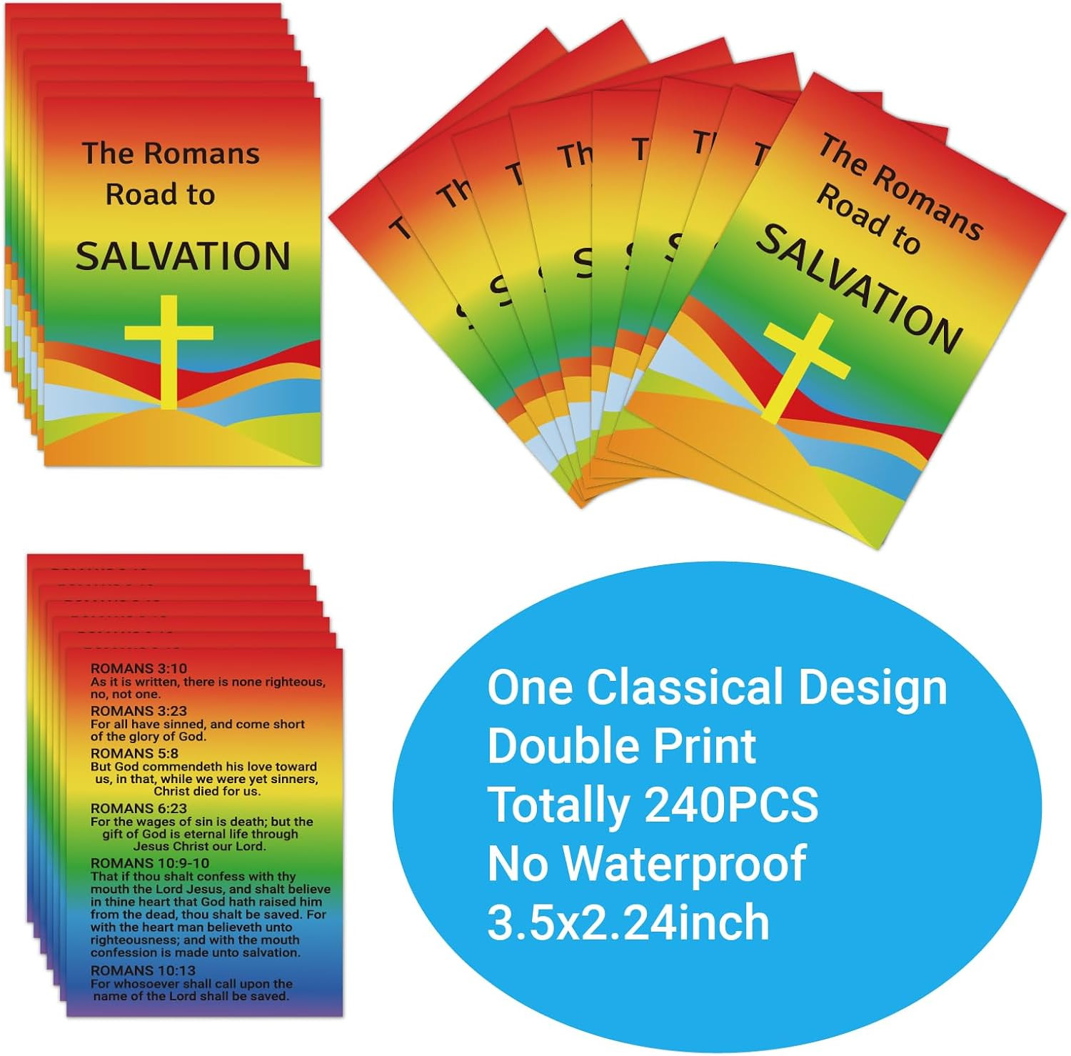 240pcs The Romans Road to Salvation Gospel Tracts Plan of Salvation Prayer Cards