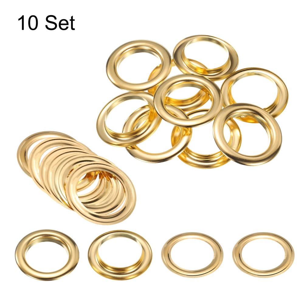 10Set Grommets Eyelets Kit 40mm Brass Eyelets with Washers, Gold