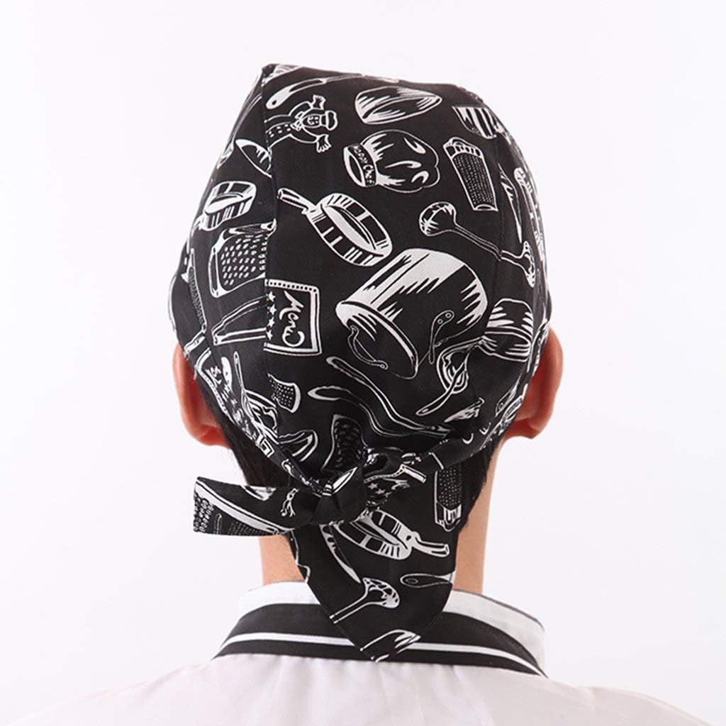 Pack Chef Hats & Head Scarves for Men & Women - Professional Adjustable Skull Ca