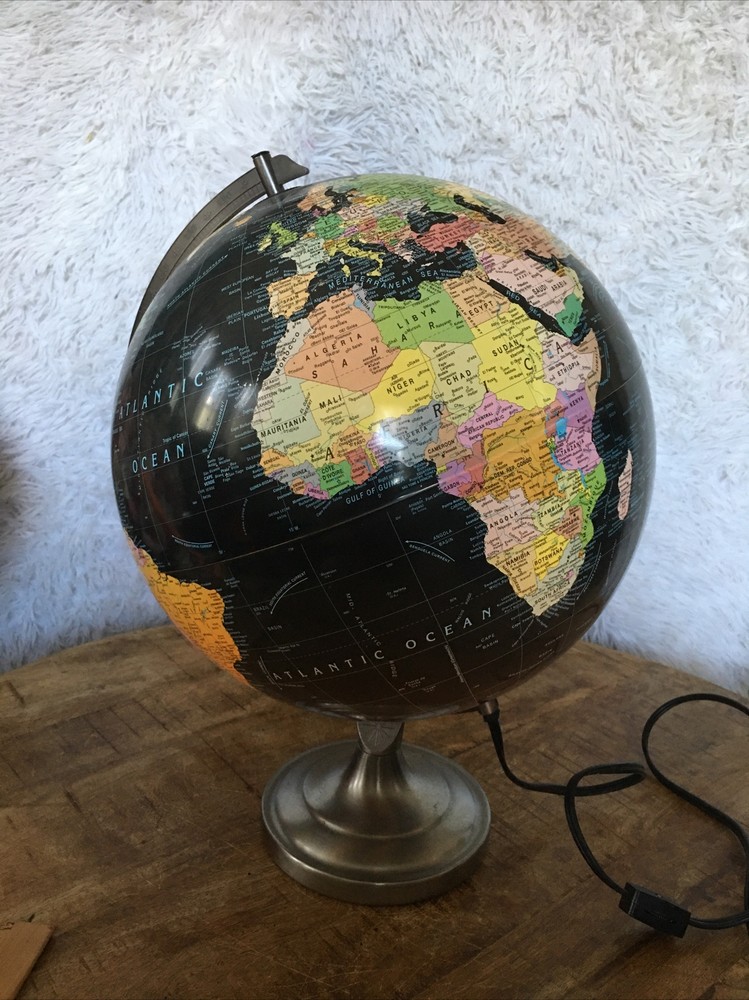Vintage MCM Replogle Scanglobe 12" Diameter Lighted 30cm Needs Bulb Map Decor
