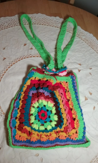 Hand Crochet Hippy Psychedelic Shoulder Bag