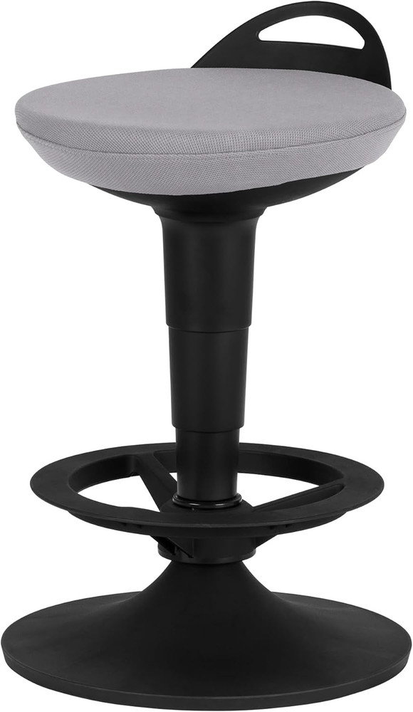 Adjustable-Height Padded Lab Stool - Light Grey