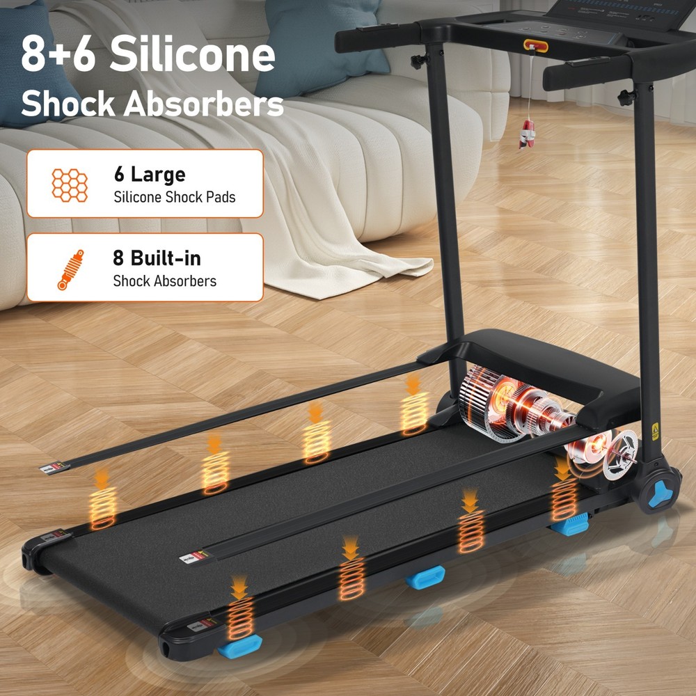 3.0HP 10MPH Foldable Treadmill 8% Incline Type C & USB Charge Station Bluetooth