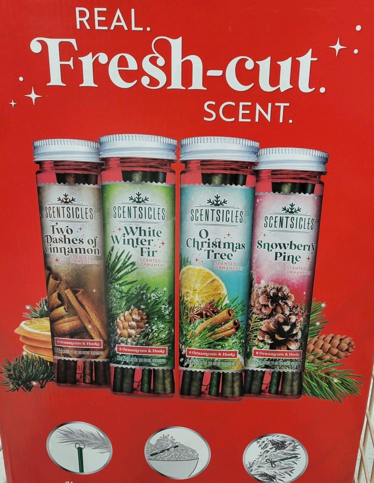 Scentsicles Scented Ornaments Spiced Pine Cones Scent 6 Count 4 Bottles 24 Total