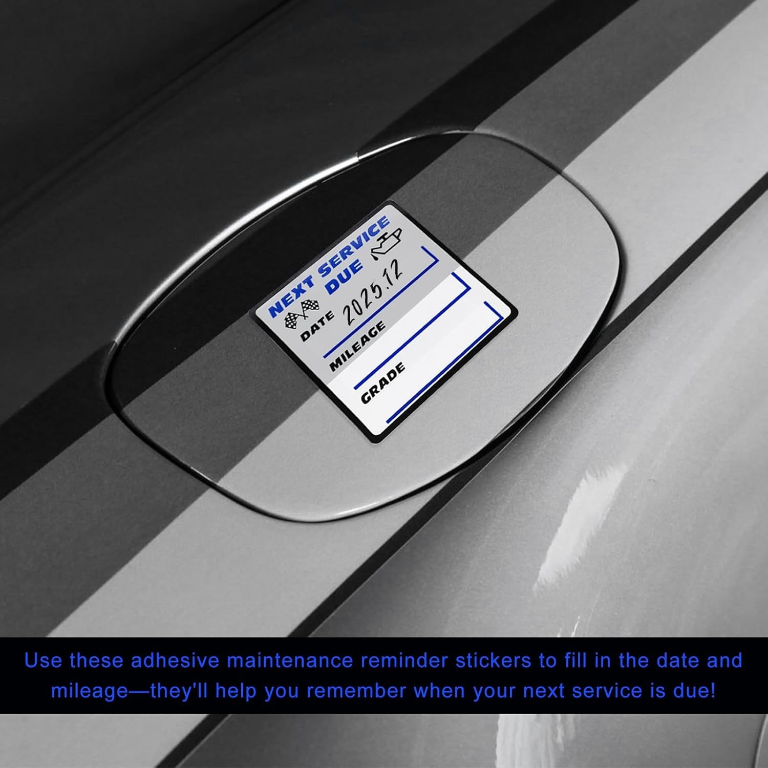 300PCS Oil Change Stickers, 2" × 2" Transparent No Residue Oil Change Reminder