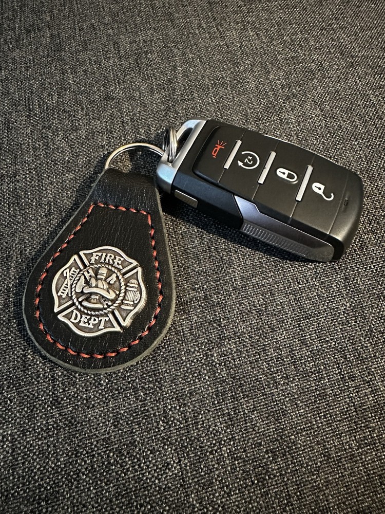 Leather Firefighters Key Fob Keychain