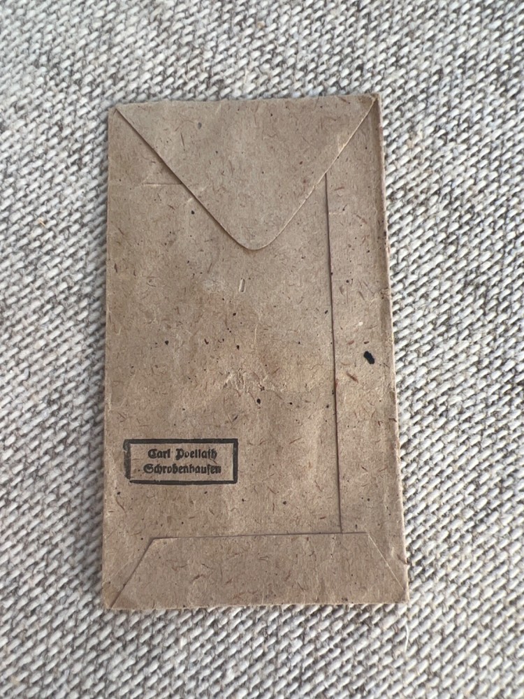 original WW2 German paper medal issue envelope West Wall medal marked CD