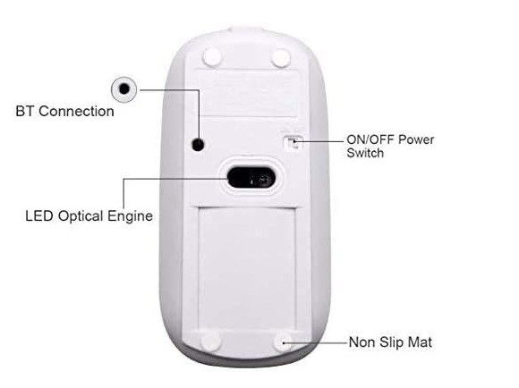 Tsmine Bluetooth Wireless Mouse, Slim Rechargeable Mouse Noiseless Click & 3 Adj