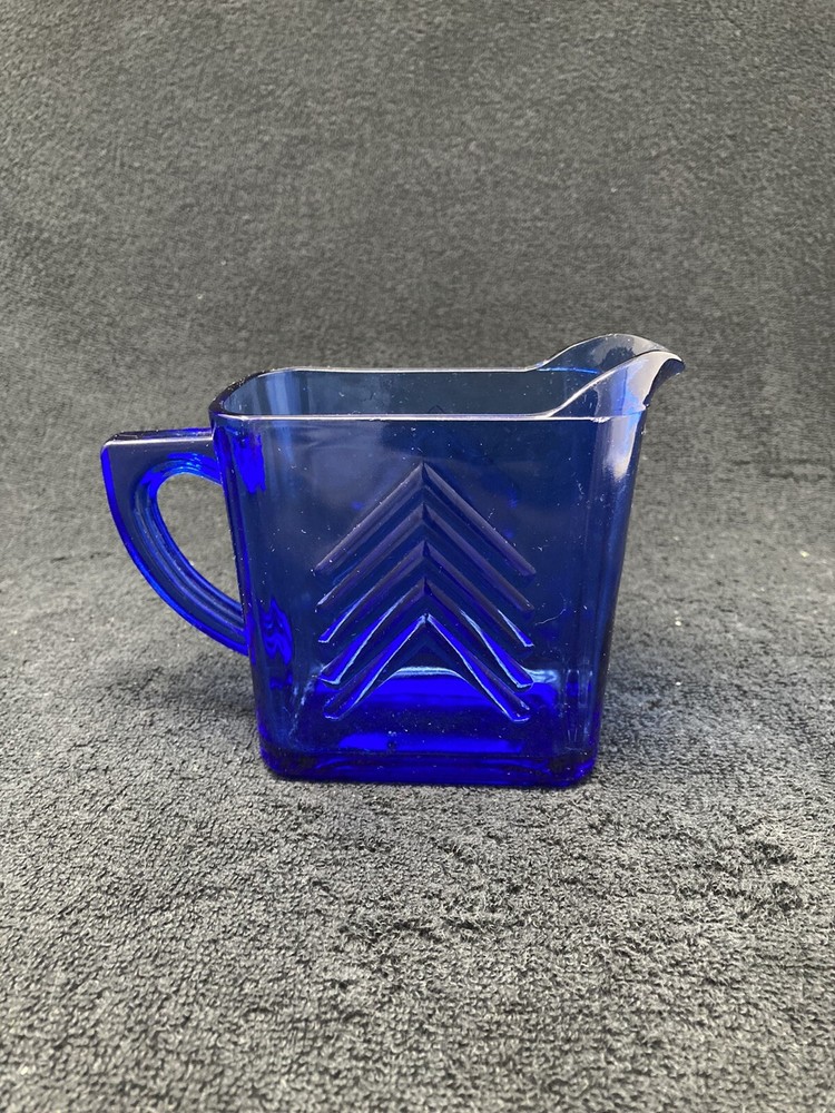 blue chevron glass pitcher