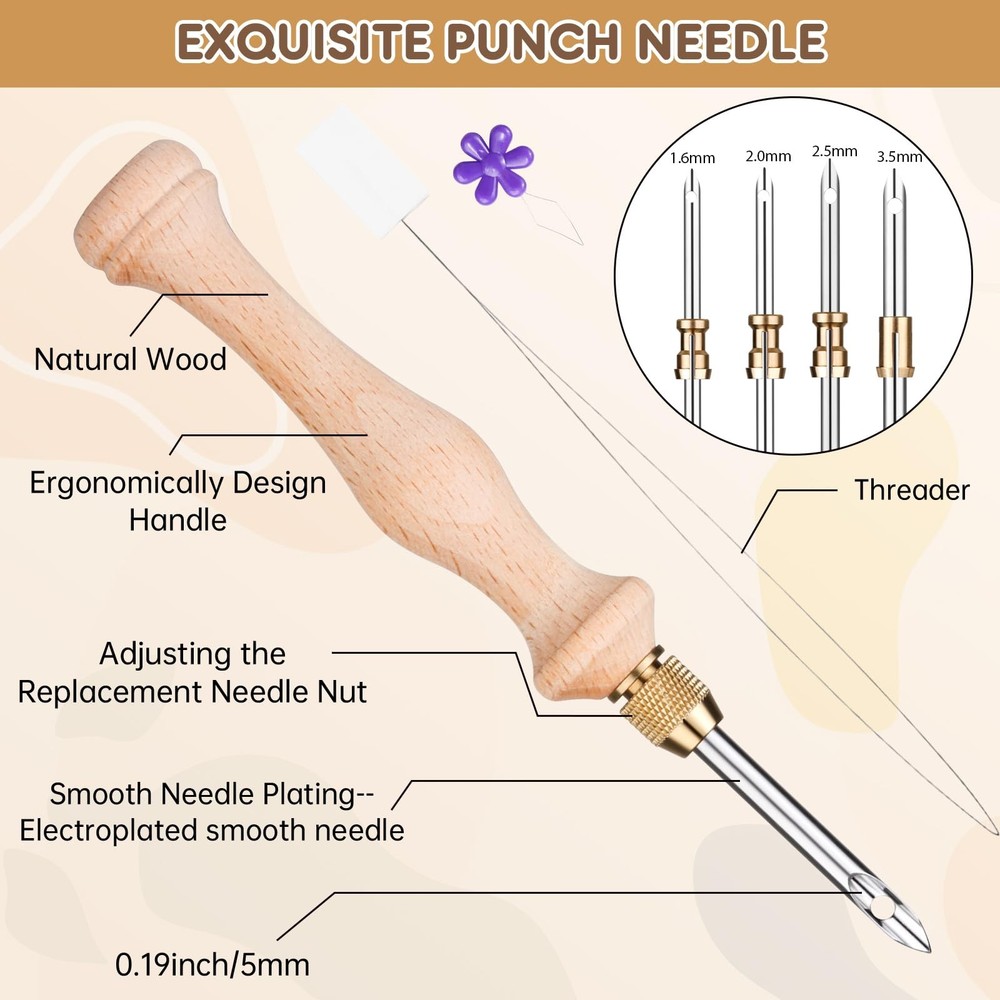Punch Needle Kit with Storage Box,Adjustable Punch Needle Tool with 5 Differe...