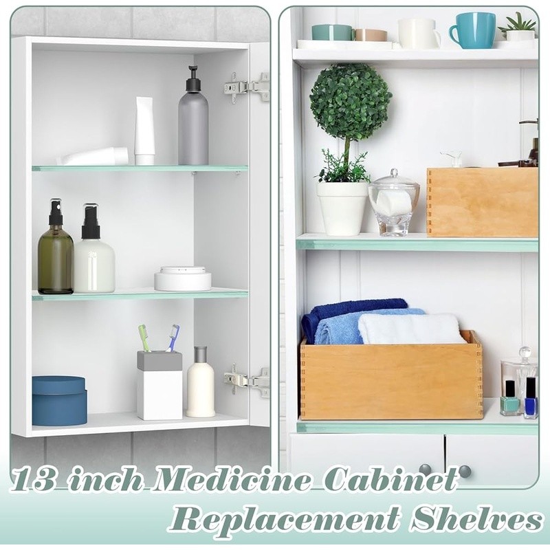 Medicine Cabinet Replacement Shelves Easy Install Storage Solution New