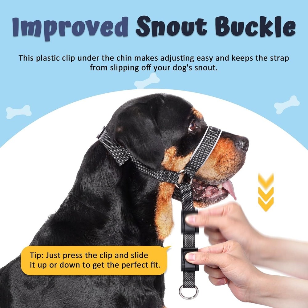 Dog Head Collar, Soft No Pull Head Halter, Reflective Muzzle Leash