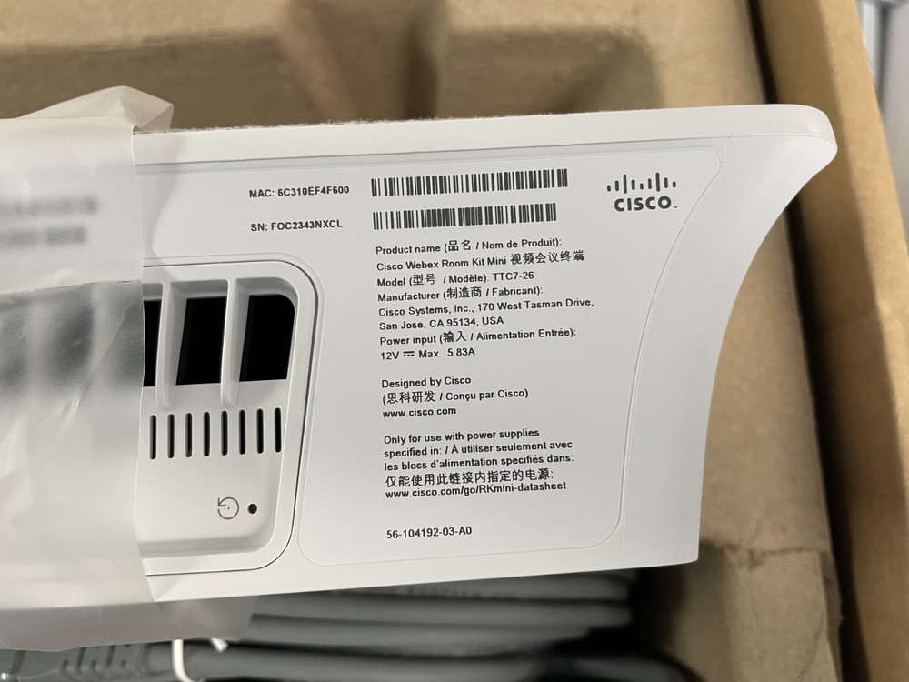Cisco CS-KIT-MINI-K9 Webex Room Kit Mini 68-102035-01 No Touch Panel Open Box