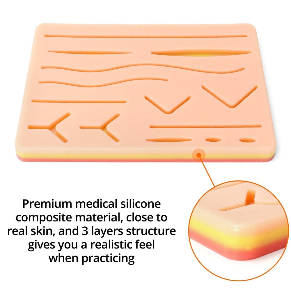 Pro-Grade Suture Practice Pad: Lifelike 3-Layer Simulation, 14 Wounds