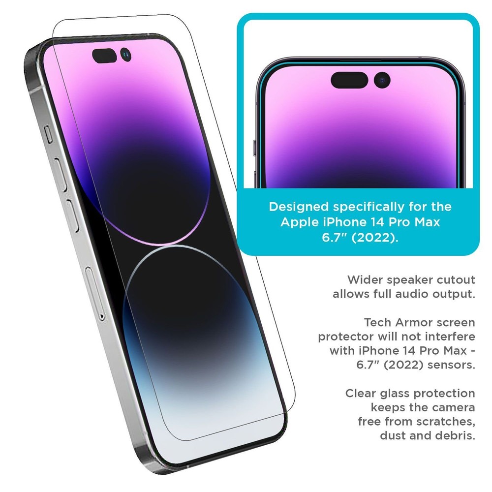 Tech Armor Hd Film Screen Protector for iPhone 14 Pro Max - 4 Pack