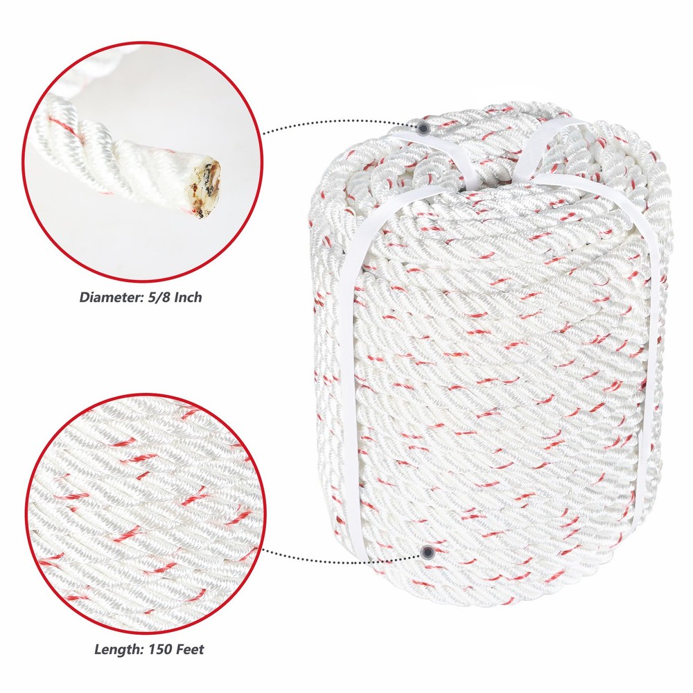 Double Braid Polyester Arborist Bull Rope Pulling 5/8"×150' Rigging Line 8900Lbs