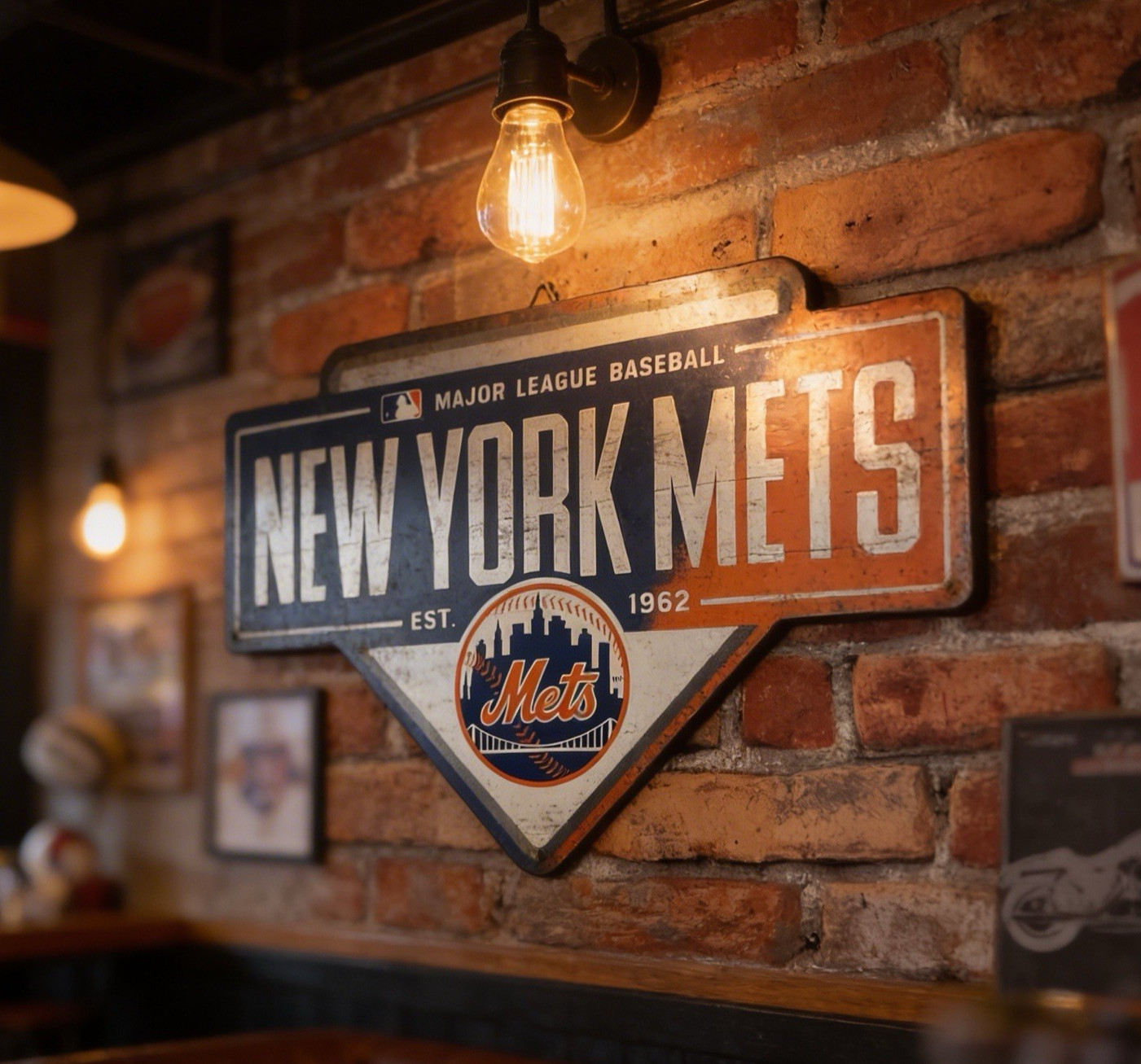 19"X14" Officially Licensed NY Mets Decorative Wall Art... Ships Free!
