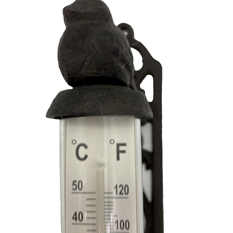 Metal Cast Iron Thermometer Bird Wall Indoor Outdoor Farmhouse Garden Decor NEW